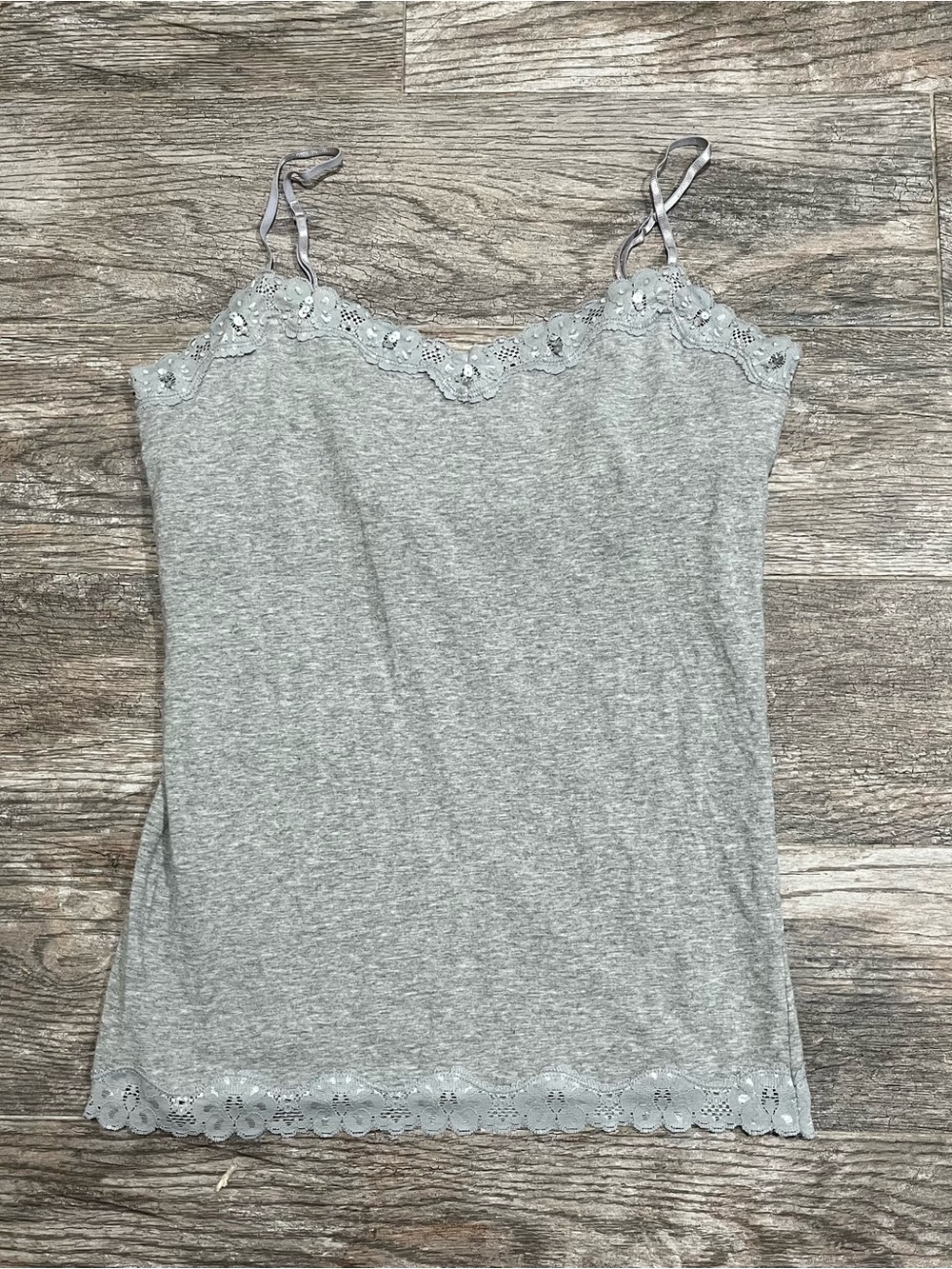 Gray Lace-Trim Cami Tank Top - Women's